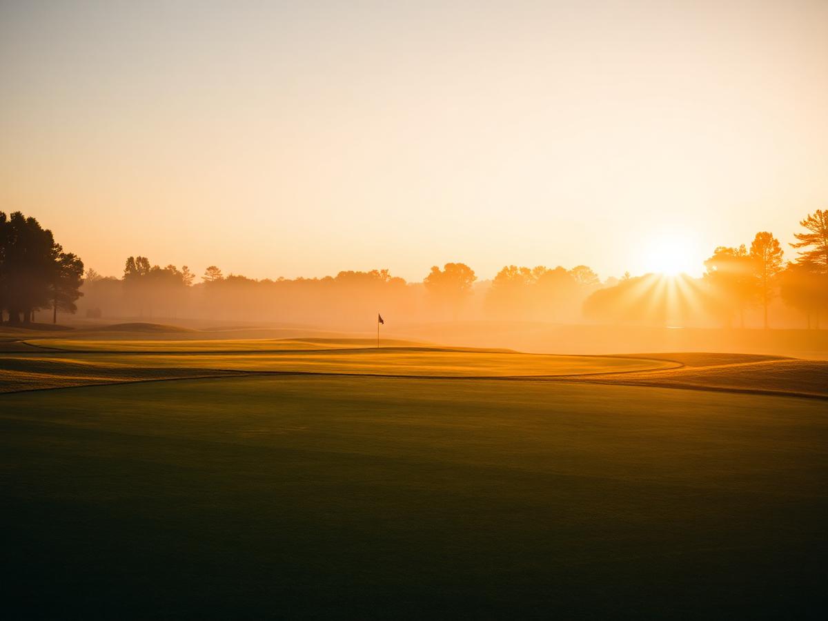 Golf fairway at sunrise